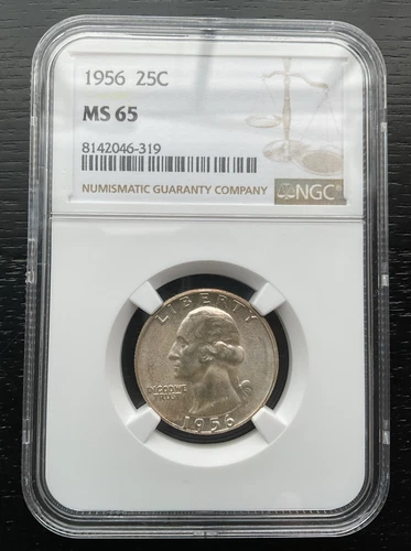 Ngc Graded Ms65 1956 Silver Washington Quarter With Toning