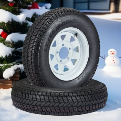 #ad #ad 2 Pack ST175 80D13 Trailer Tires on Rims 175 80 13 in. 5 Lug White Spoke Wheels $123.99