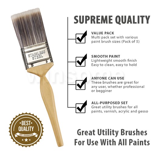 Juego de 5 pinceles de pintura pinceles finos cerdas decoración del hogar pintura hágalo usted mismo - Imagen 2 de 5