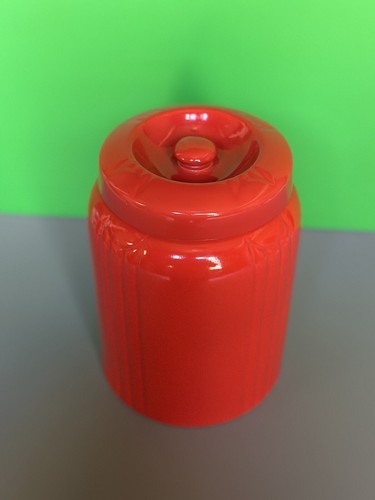 Vintage Hall China 2qt Canister RADIANCE - Chinese Red~Art Deco~Hard To Find - Picture 4 of 15