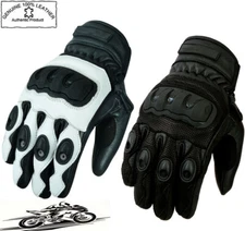 MENS PROTECTIVE KNUCKLE SHORT VENTED SUMMER MOTORBIKE MOTORCYCLE LEATHER GLOVES