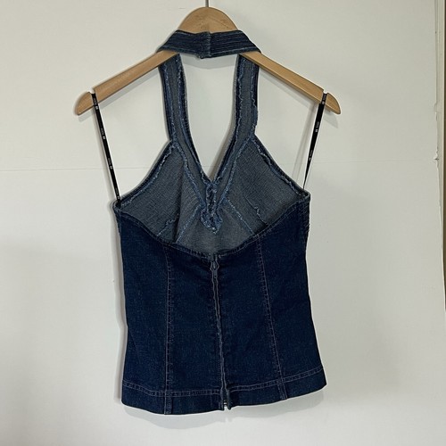 VTG NWT J. Harris Tadashi Denim Halter Top Size 10 Y2K Cowgirl Festival Club - Picture 3 of 18