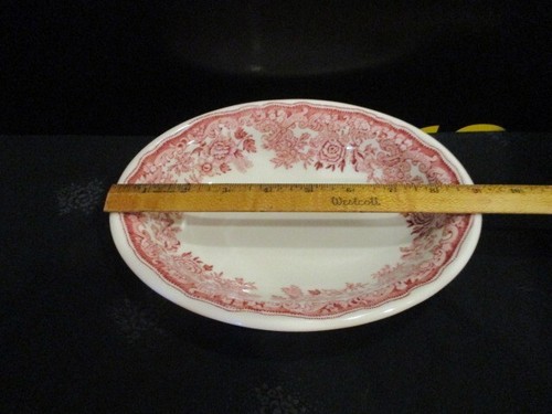 Vintage WALKER CHINA rot/rosa Blumenrand ovale Servierschüssel 9" - Bild 5 von 9