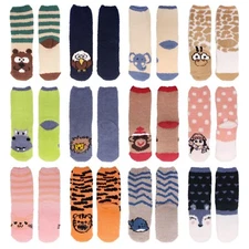 Women's Super Soft Warm Microfiber Fuzzy Cozy Fluffy Cute Animal Socks, 12 Pairs
