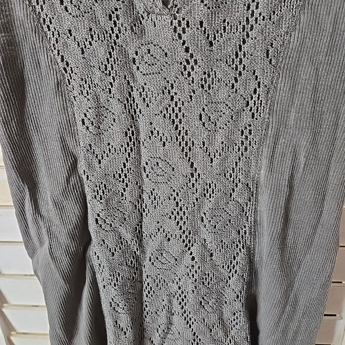 Mudd Tank Top Womens XS Gray Juniors Mesh Lace Ribbed Sleeveless Shirt NWT - Picture 2 of 5
