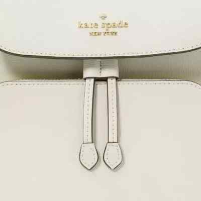Kate Spade Kristi Medium Flap Backpack Ivory White Leather