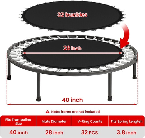 TOBWOLF Mini Fitness Trampoline Replacement Mat Fit 40" Frame Exercise Workou... - Picture 2 of 7