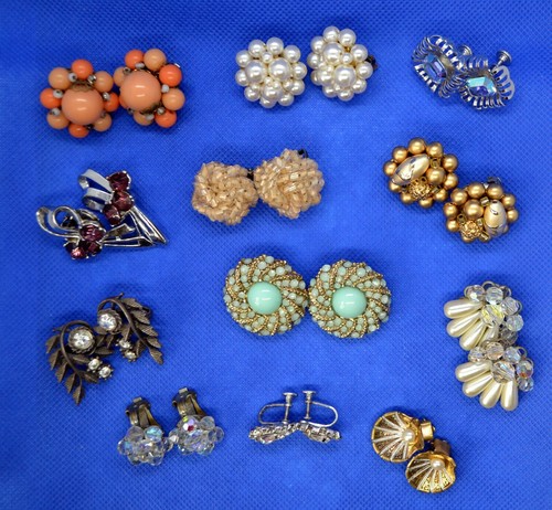 Lote de Pendientes Traseros con Tornillo con Clip de Colección, Cristal Cristal Metal Perlas Plásticas - Imagen 3 de 12