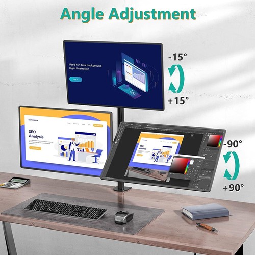 Fully Adjustable Triple Monitor Desk Mount Three Monitor Stand Screens up to 27" - Picture 20 of 34