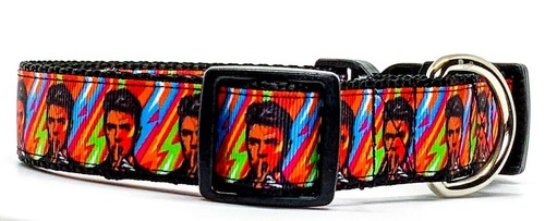 David Bowie dog collar Handmade adjustable buckle 1" or 5/8"wide or leash Rocker - Picture 3 of 12