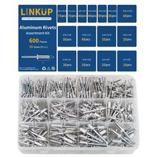 600pcs 15 Sizes Pop Rivets Assortment KitAluminum Rivets Silver pop rivet set...