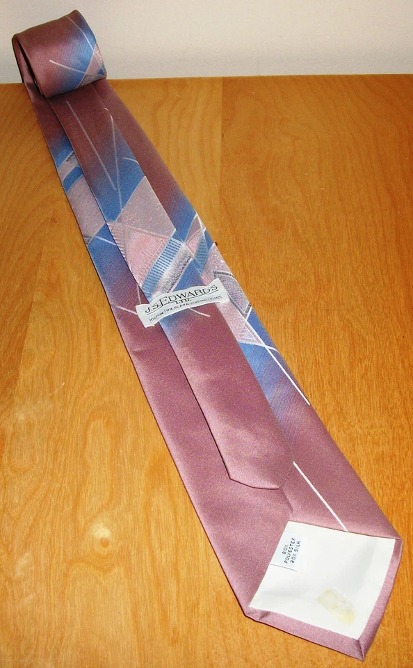 Corbata de cuello abstracta de arte moderno rosa y azul para hombre 56" de largo x 3" de ancho (D661) Foto 3 de 4