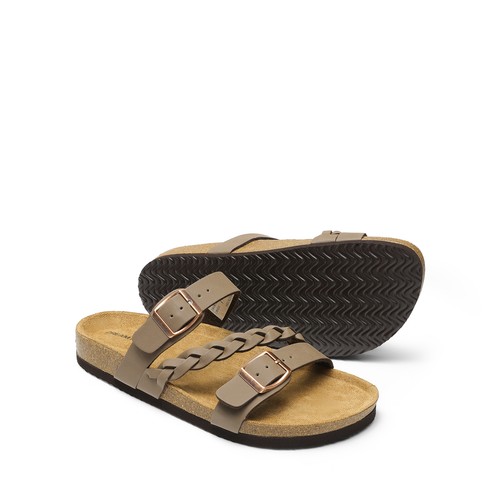 Women Soft Cork Footbed Slip On Slide Flat Sandals Casual Shoes Arch Support - Picture 12 of 30