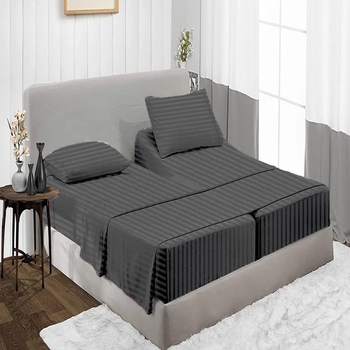 Ultimate 5 PCs Split Sheet Set 1000TC Egyptian Cotton Stripes Colors Select Size - Foto 24 di 47