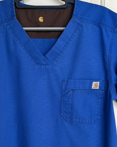 Carhartt scrub top mens XL navy Ripstop V-neck utility pocket C15108 Medical - Picture 2 of 8