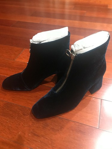 NEW Zara High Heeled Velvet Blue Brick Ankle Boots Size 5 - Picture 4 of 4