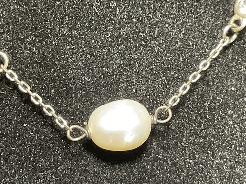 Collana di perle bianche in argento sterling 925 maglia 32” 7 mm perle coltivate - Foto 3 di 16