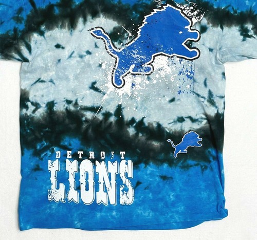 NFL Detroit Lions Tie Dye Camiseta Envolvente Talla Grande Azul Hecha en EE. UU. - Imagen 3 de 11