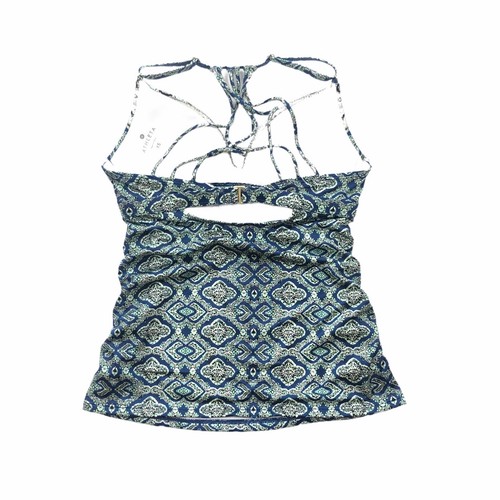 Athleta Aqualuxe Blue Printed Strappy Back Molded Tankini Swim Top Size XS - Picture 6 of 6