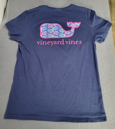 VINEYARD VINES Womens M Angelfish Whale Tee Shirt Short Sleeve T Shirt Blue Pink