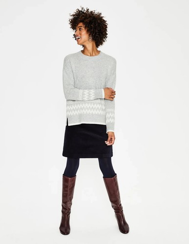 BNWT Boden Theodora Fair Isle Style Jumper Sweater, Sz XL Grey/Ivory - Picture 3 of 5