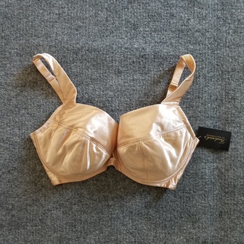 New Frederick's of Hollywood Va Va Voom Bra 38F Satin Beige Wide Strap - POWT *