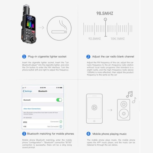 Bluetooth Car Kit MP3 Player FM Transmitter Wireless Radio Adapter USB Charger - 第 14/16 張圖片