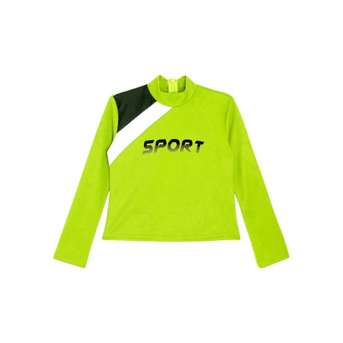 Girl Sport Tops Yoga Activewear Figure Skating Sweatshirt Stylish Cropped Top - Picture 22 of 84
