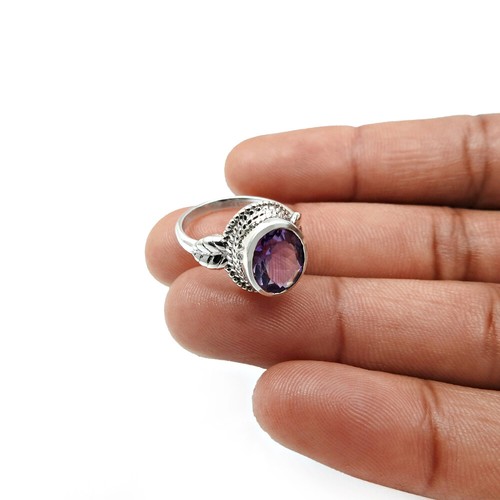 Mujeres Regalo Gema Amatista Anillo Talla 8 925 Plata de Ley Joyería K51 - Imagen 5 de 9