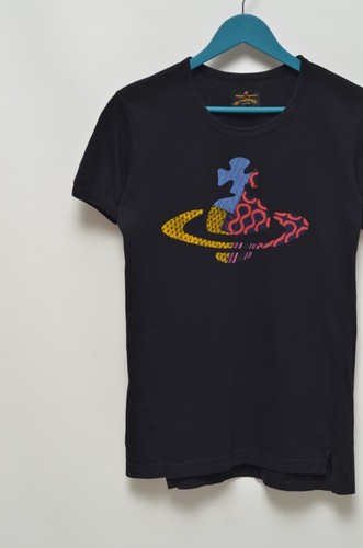 Vivienne Westwood Anglomania Women's Black Cotton Tee Shirt Sz S Made in Tunisia - Picture 9 of 12