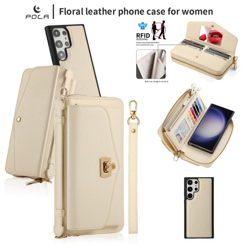 For Samsung S22 S23 S24 S25 Detachable Magnetic Case Leather Crossbody Handbag - Foto 38 di 77