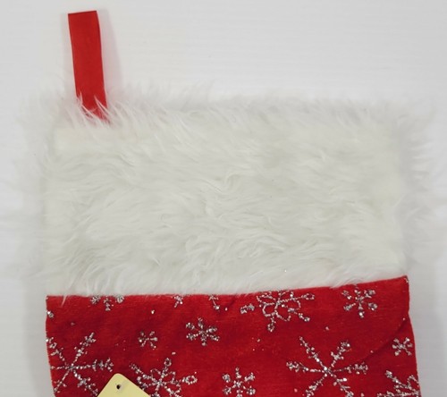 MM) FLOMO Christmas Holiday Silver Glittery Snowflake Stocking 18" - Picture 4 of 5