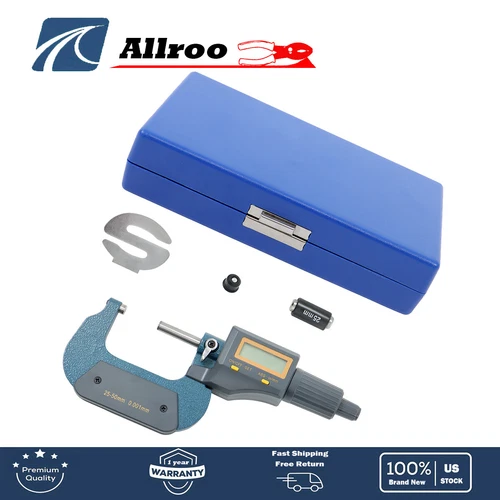 New 1-2" 0.00005" 25-50mm Digital Electronic Outside Micrometer Carbide Tip