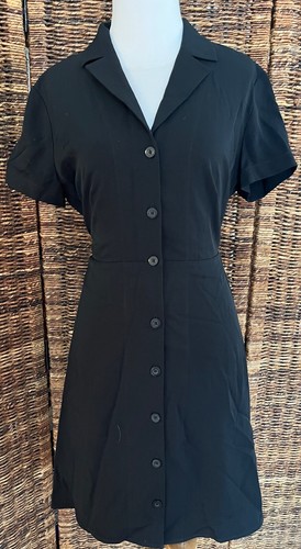 NWOT Everlane Notch Fit & Flare Shirt Dress, Japanese Goweave, Blue Blk, Various - Picture 16 of 19