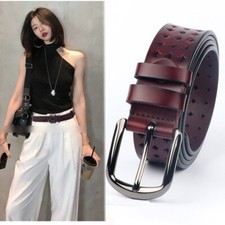 Womens Genuine Leather Double Belts for Jeans Belt for Women  Men's Pants