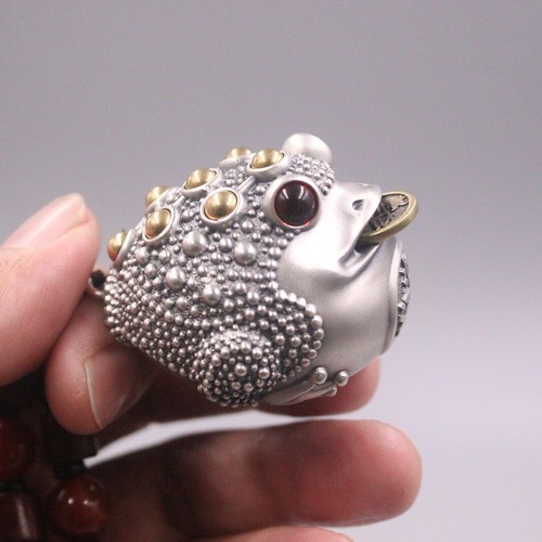 Real 999 Plata Pura Colgante Té Mascota Sapo Dorado Adorno Juego de Té Regalo - Imagen 12 de 12