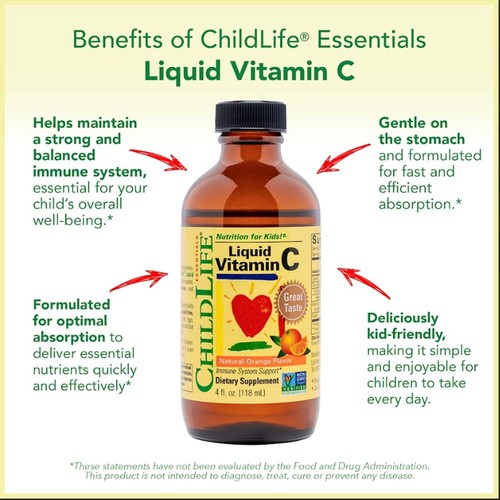 CHILDLIFE ESSENTIALS Liquid Vitamin C - Vitamin C Liquid for Kids, Toddlers, & B - Picture 7 of 8