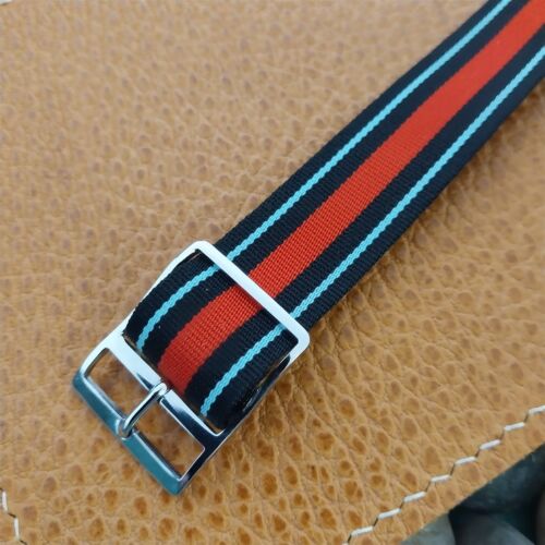 Vintage 18mm Striped Perlon Classic Single-Pass Unused nos 1960s Watch Band - Picture 4 of 7