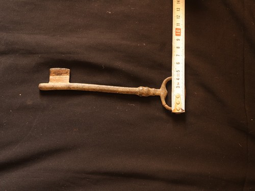 Llave esqueleto rústica de metal antiguo genuino de la época victoriana grande 17 cm - Imagen 18 de 18