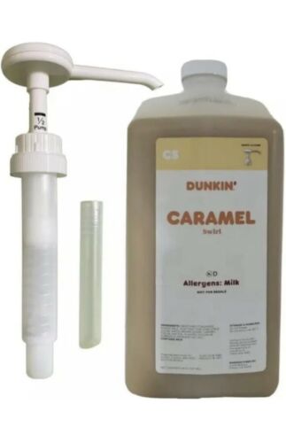 Dunkin Donuts Caramel Swirl 64 Oz Jug With PUMP & FREE SHIPPING!! 90+ Days EXP