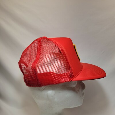 OTTO CAP, RIVER RATS RED CAP HAT 5 PANEL HIGH CROWN TRUCKER