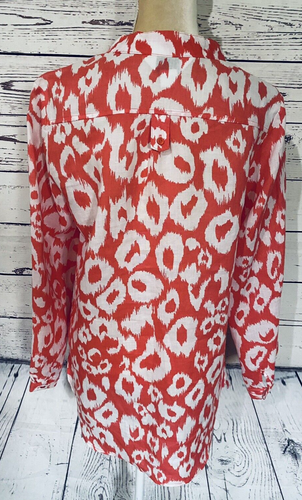 Women’s Small Tunic Allison Taylor Coral Long Sleeves 100% Linen V Neck Soft - Picture 5 of 10