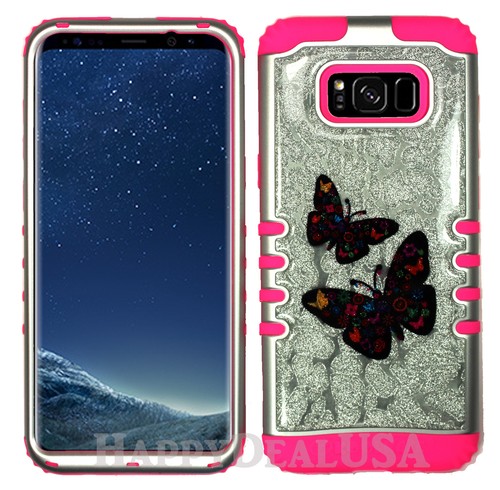 for Samsung Galaxy S8 & Plus KoolKase Hybrid Cover Case - Glitter Butterfly 56 - Picture 11 of 13