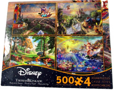 Ceaco 3667-1 4-1 Multi Thomas Kinkade Disney Puzzle 500 Pcs Aladdin Pooh Mermai