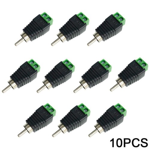 UK-10pcs di Cavo Cavo Altoparlante a Audio RCA Connettore Maschio Jack Spina Adattatore - Foto 2 di 7