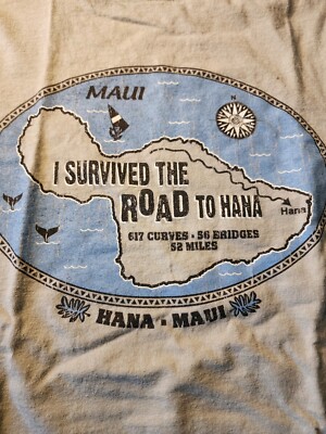 Men's Medium T-shirt Maui - ROAD TO HANA - I Survived | eBay