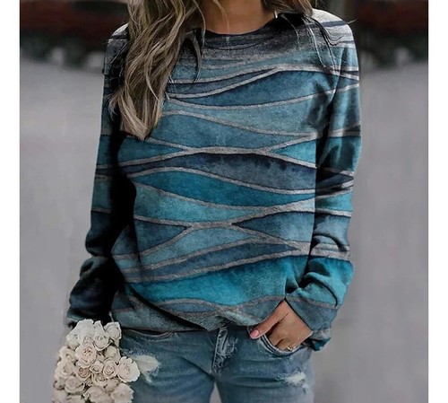 Womens Sweatshirt Casual Floral Print Tops Trendy Raglan Long Sleeve Size M - Picture 4 of 5