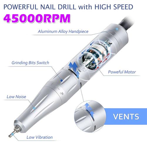 New Arrivals 45000RPM Electric Nail Drill File Kit Portable Manicure Machine Kit - Bild 6 von 27