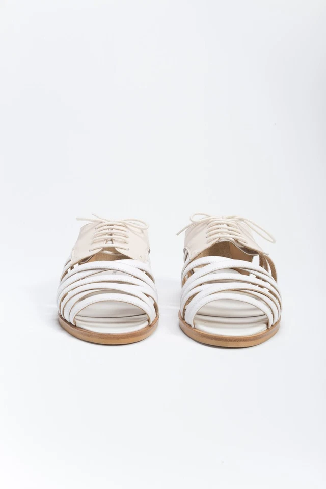 BANDA DE FORASTEROS DERBY OXFORDS CON CORDONES PUNTA ABIERTA CUERO PLANO BLANCO 39 9 Foto 4 de 4