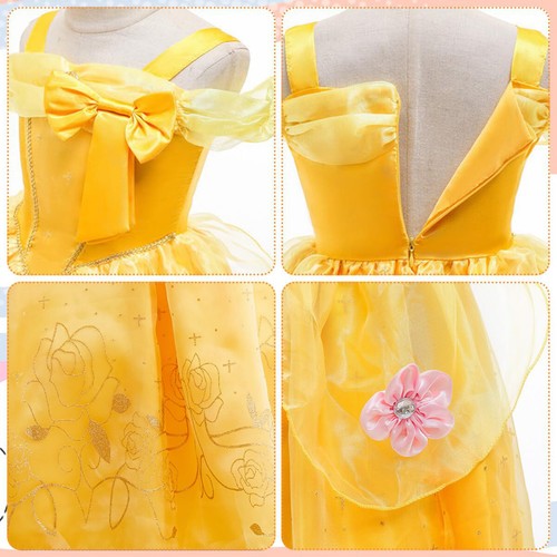 Kids Girls Fancy Dress Up Princess the Beauty Belle Cosplay Party Costume Gifts - Picture 8 of 16